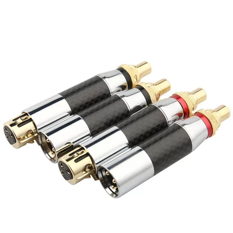 

NEW2023 Audio Converter XLR 3 pin To Jack RCA Adapter Carbon Fiber Gold Male Female Connectors Speakers Amplifier RCA Socket Mic