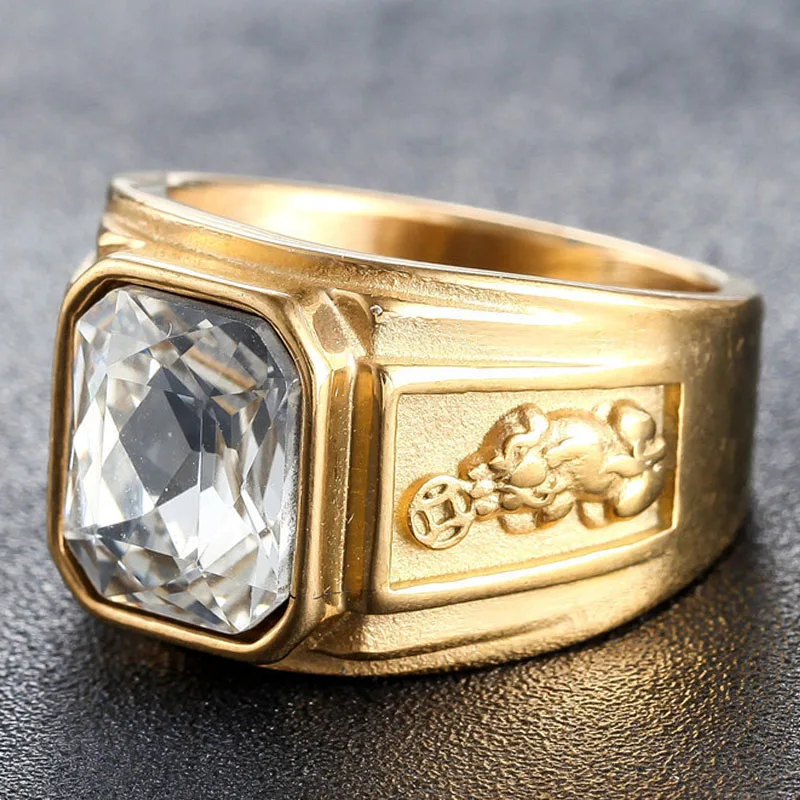 

2023 New White Gem Ring European and American Fashion Personality Simple Temperament High-quality Business Men's Jewelry