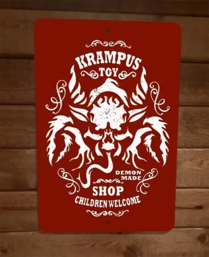 Металлический Настенный постер 8x12 знак Krampus магазин игрушек детский демон