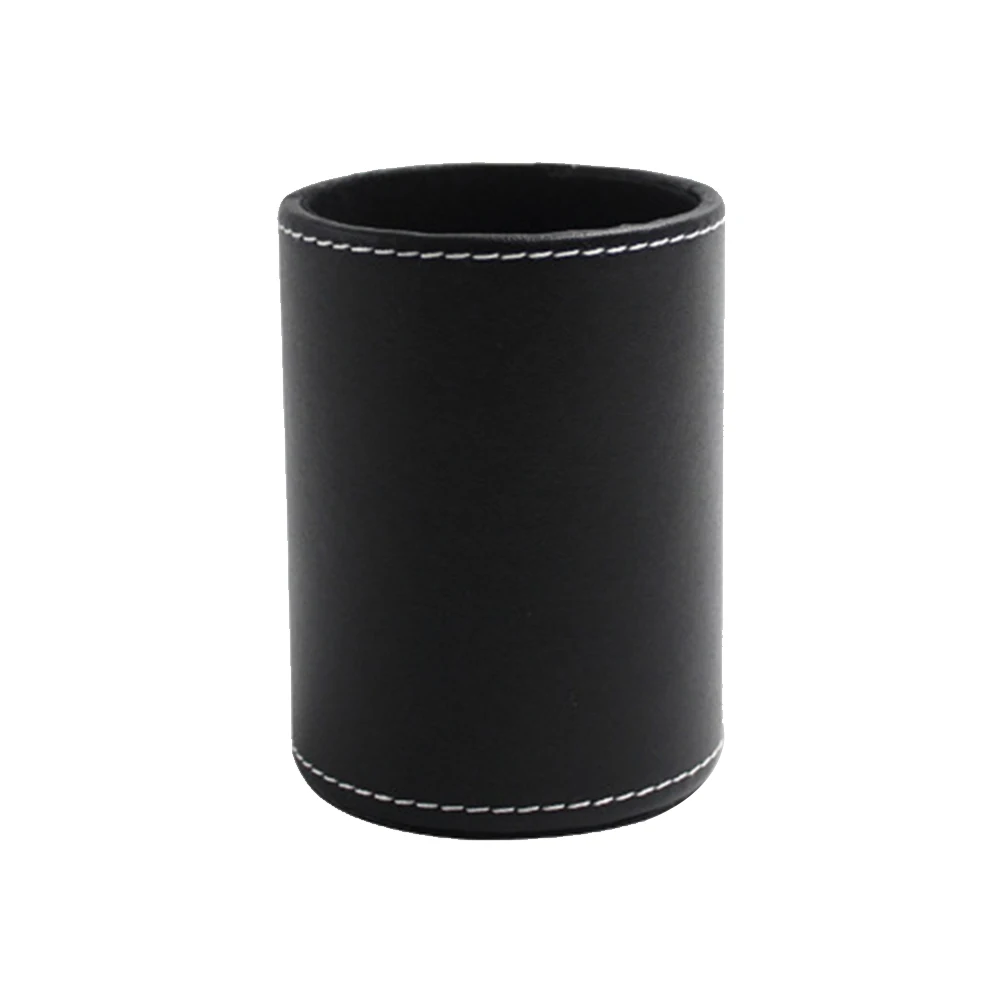 

Pen Holder For Home Stationery Desk Student Pencil Box Office PU Leather Gift Storage Accessories Round Decorative Organizer