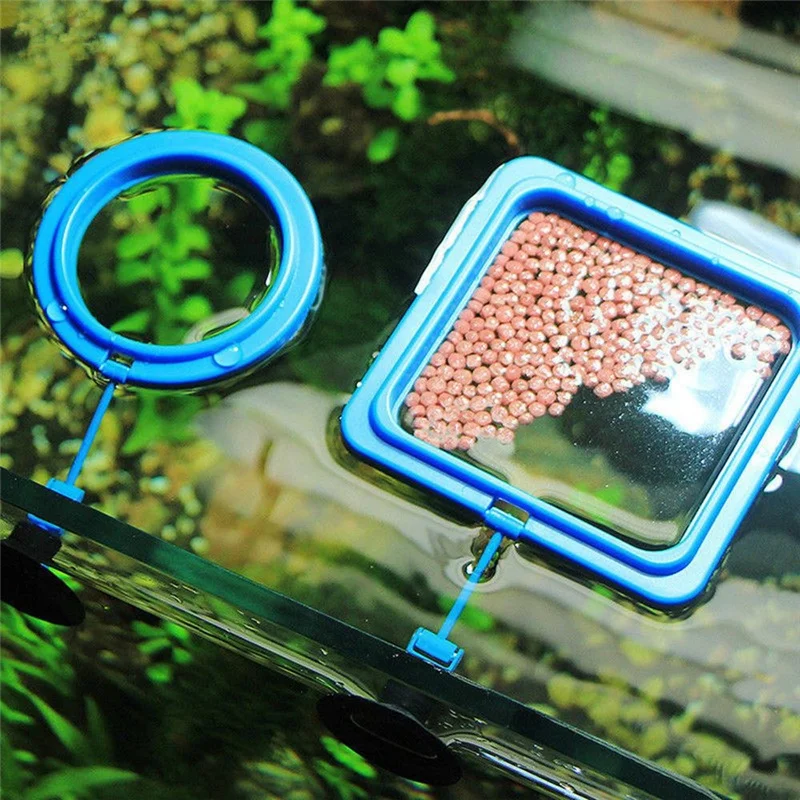 

Aquarium Feeding Ring Fish Tank Station Floating Food Tray Feeder Buoyancy Circle Fish Food Feeder Suction Cup Square/Round
