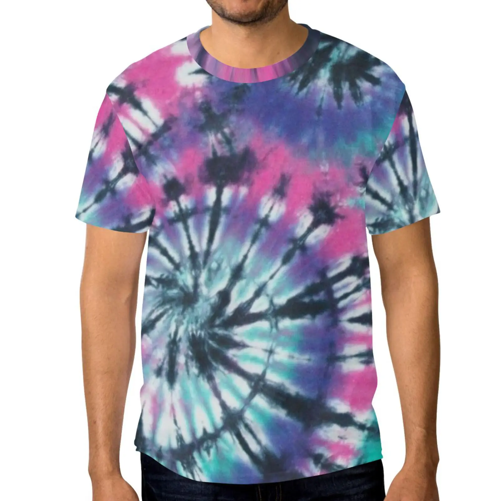 

Футболка мужская оверсайз в стиле ретро с коротким рукавом и круглым вырезом