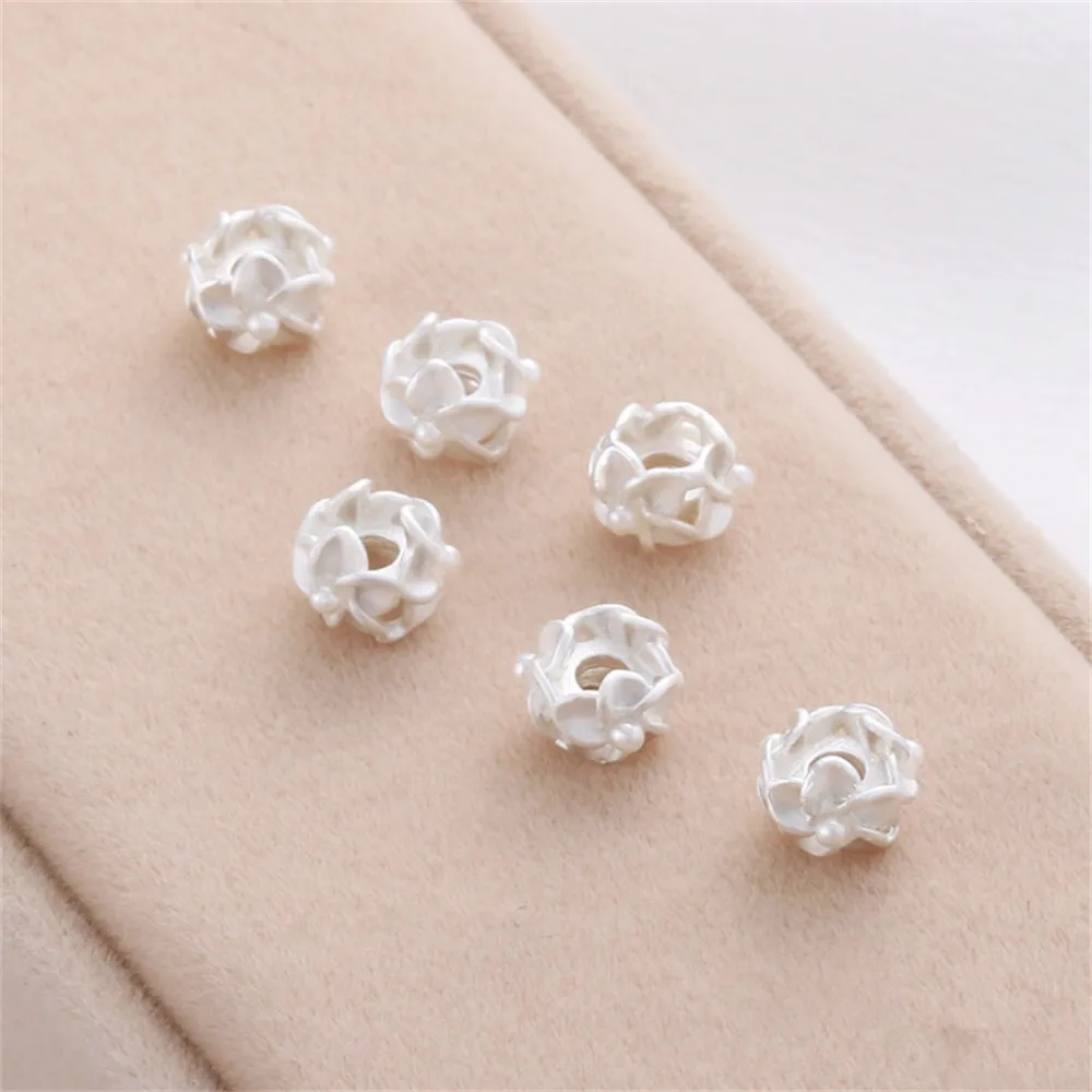 

18K gold clad matte gold silver cast copper three five leaf flower spacer bead spacer diy bracelet necklace jewelry accessories