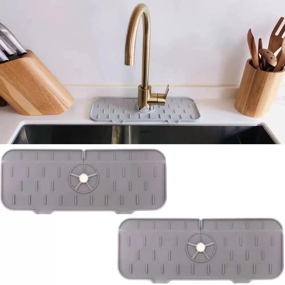 

Kitchen Faucet Absorbent Mat Sink Splash Guard Silicone Faucet Splash Catcher Countertop Protector For Bathroom Kitchen Gadgets
