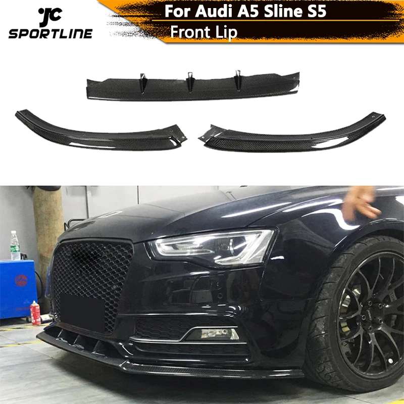 

Carbon Fiber Front Bumper Lip Spoiler Apron Splitters for Audi A5 Sline S5 Sedan Coupe Convertible 2012-2016 FRP Lip 3PCS/SET