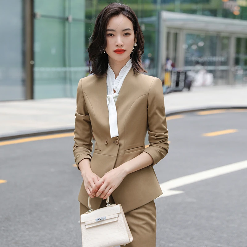 

Женские деловые костюмы из высококачественной ткани, деловые костюмы с брюками и куртками, пальто, женская офисная одежда для работы, брючн...
