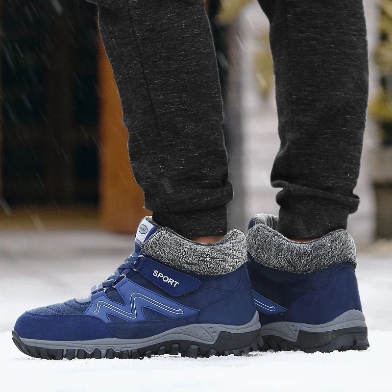 Winter Boots Men Women Hiking Shoes High-top Antiskidding Waterproof Plush Warm Casual Sneakers Plus Size 36-46