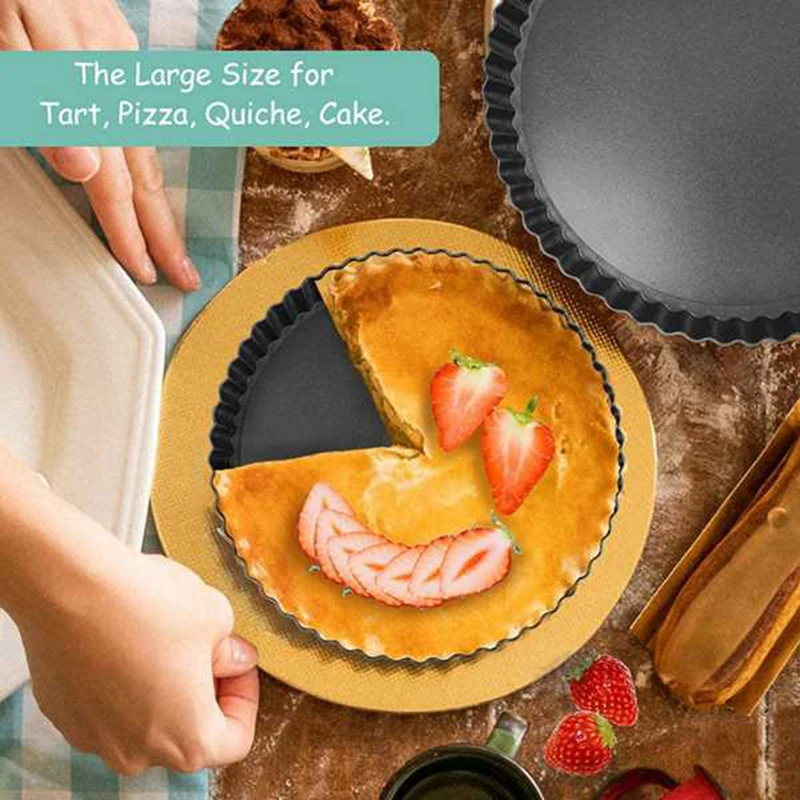 3PCS Non-Stick Removable Loose Bottom Quiche Tart Pan Round Pie Pizza with Base | Дом и сад