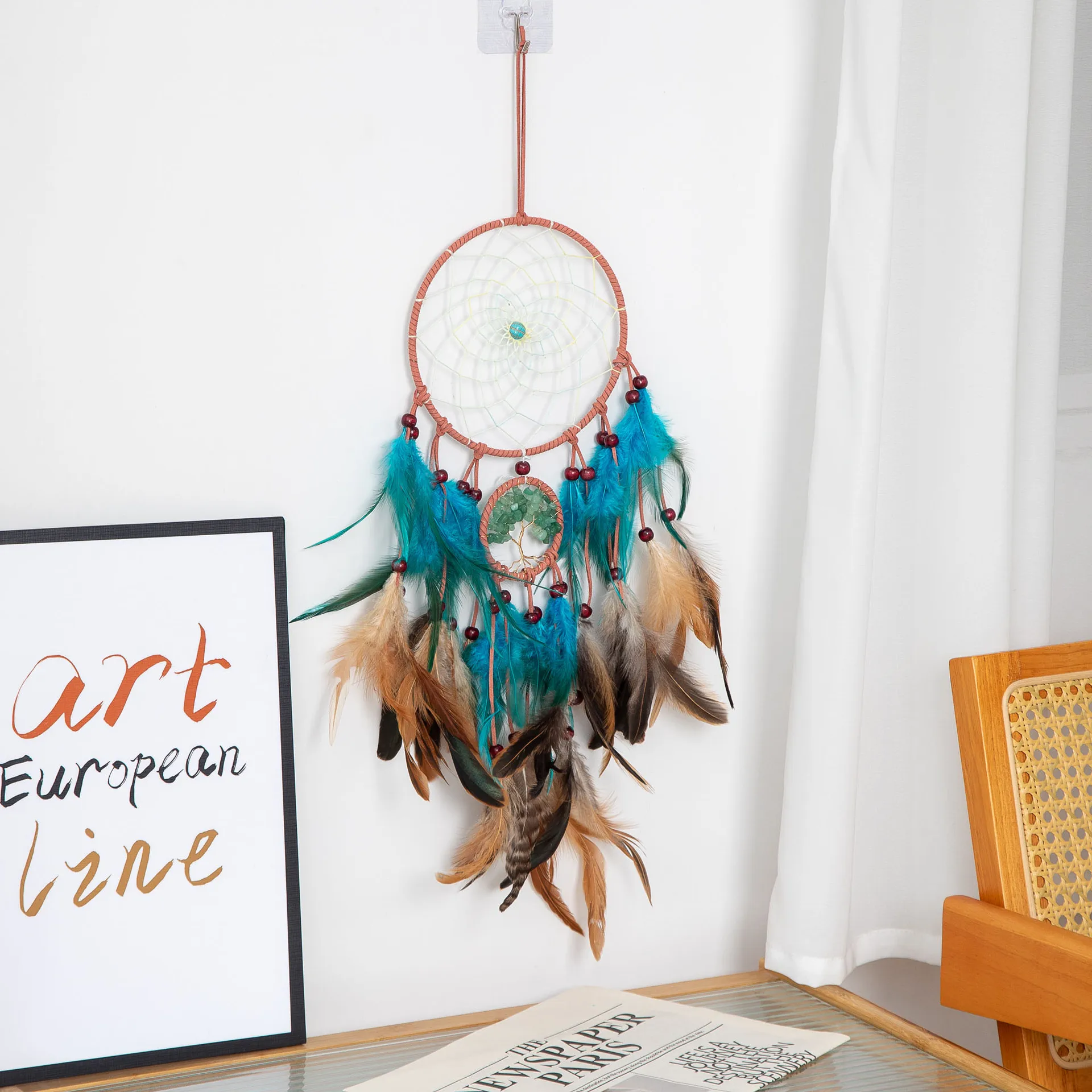 Подвеска Древо жизни Большой Ловец снов с колокольчиком ветра Воздушная