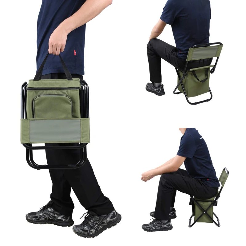 

Outdoor Folding Stool Multifunctional Portable Ice Bag Stool with Insulation Bag Fishing Stool Beach Chair Lightweight Stool