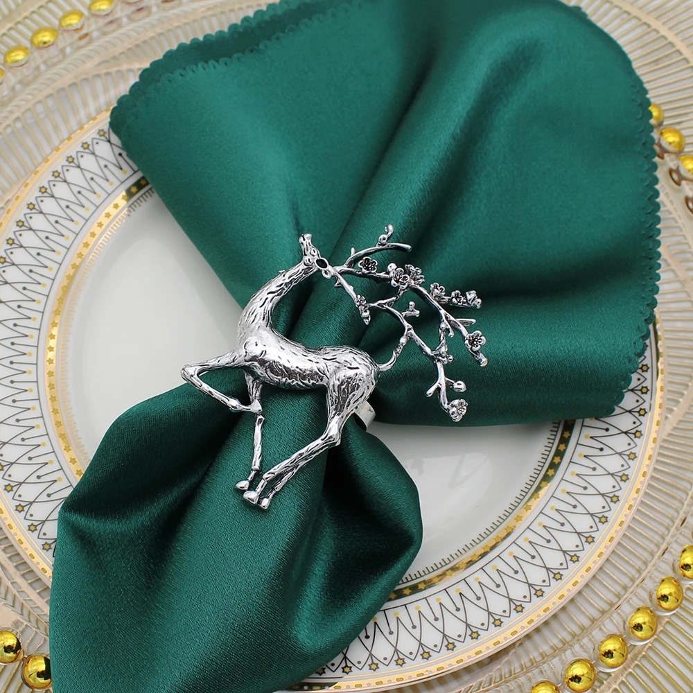 

Dvianna 12 шт., ретро рождественское кольцо для салфеток с оленем, держатель для салфеток в виде лося для свадьбы, Пасхи, вечеринки, украшение для обеденного стола HWC123