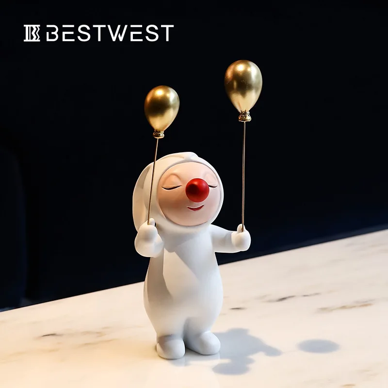 

Rabbit Doll Holding Balloon Creative Decoration Accessories Nordic Home Aesthetic Room Decor Figurine Wedding Easter Bedroom