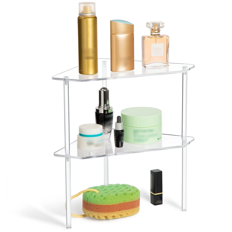 

2Pcs Bathroom Corner Organizer Shower Organization Acrylic Corner Shelf Clear Floating Shower Shelf For Kitchen Toilet
