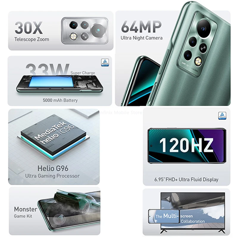 Najtaniej Infinix Note 11 Pro 8GB 128GB 6.95 ''wyświetlacz Smartphone Helio G96 120Hz Częstotliwość Odświeżania 64MP Kamera 33W Super ładowanie 5000 Bateria