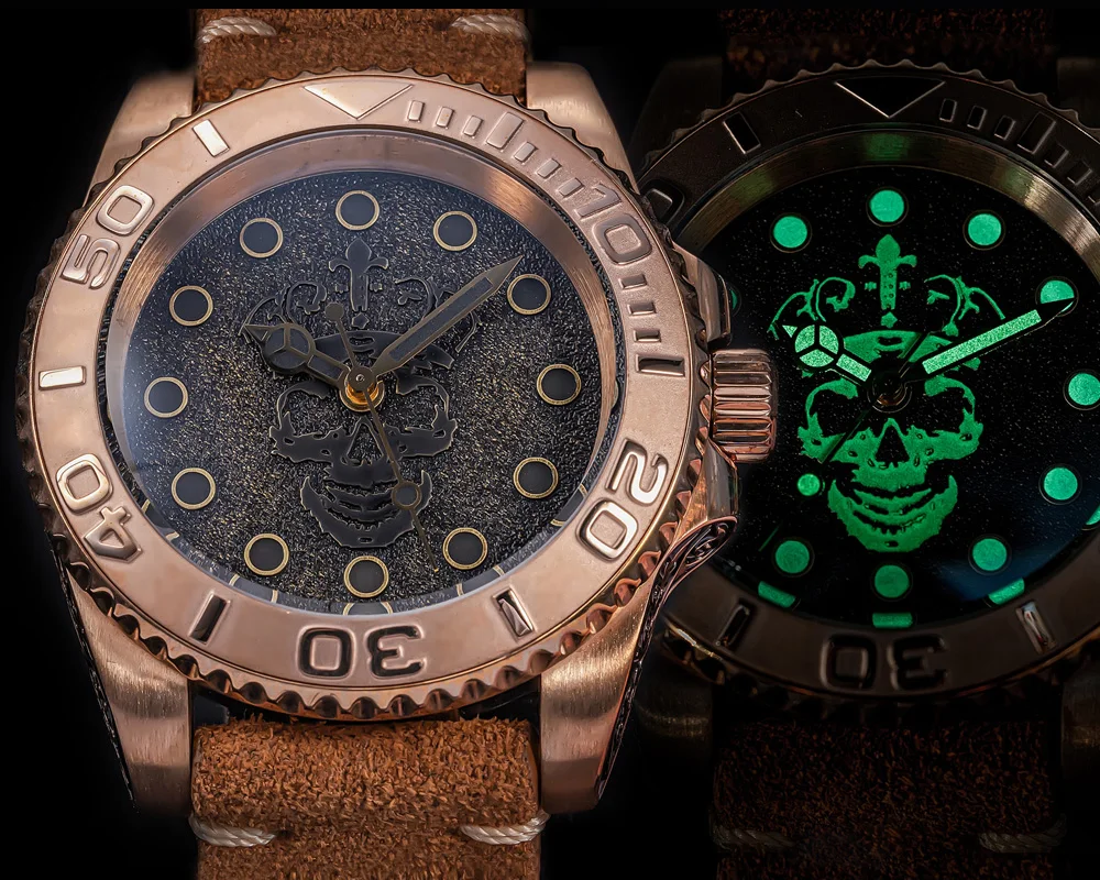 

Роскошные мужские часы с сапфировым стеклом, бронзовые часы для дайвинга CUSN8 с гравировкой на чехле NH35, автоматические механические наручны...