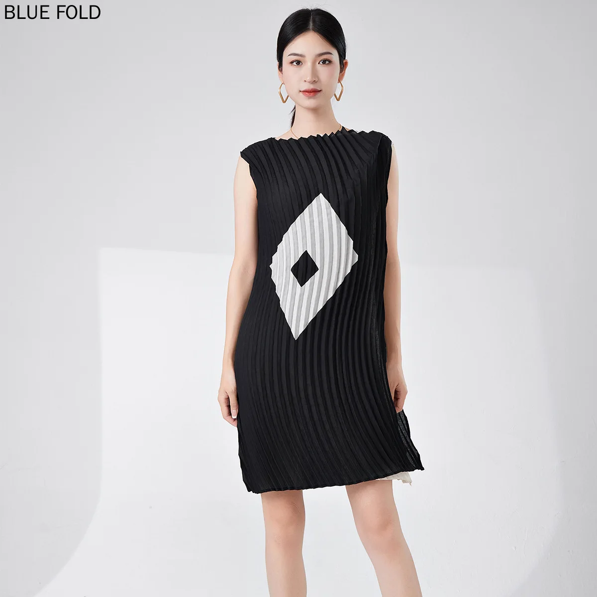 Универсальное платье Miyake-Irregular высокое качество контрастный цвет элегантное