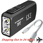 Светодиодный светильник NITECORE TIP2, 2 шт., CREE XP-G3, S3, 720 люмен, с USB-кабелем для зарядки и многофункциональным зажимом, со встроенным аккумулятором, фонарик EDC
