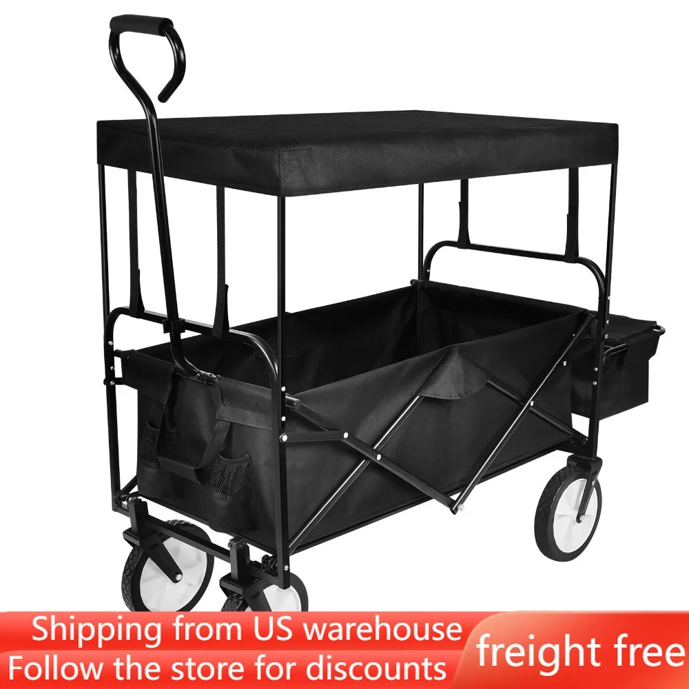 Garden Cart Portable Collapsible Utility Wagon With Removable Canopy Camping Equipment Freight Free Outdoor Supplies Hiking