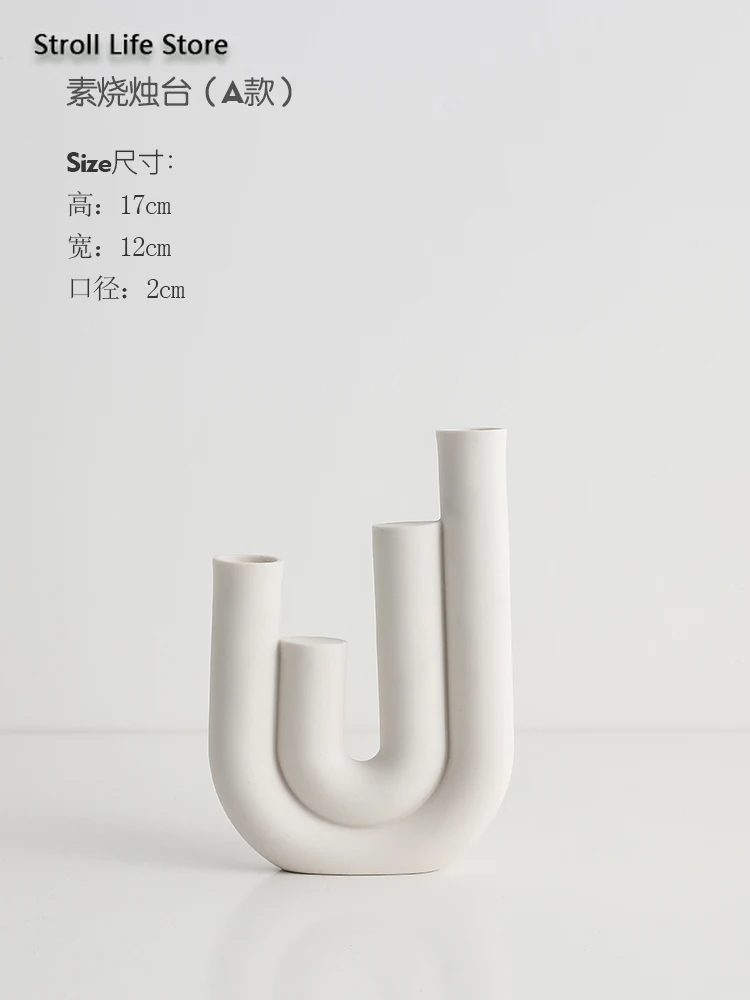 nordic creative ceramic candlestick white candle holders water pipe modern living room candle stand home ornament gift fc455 free global shipping