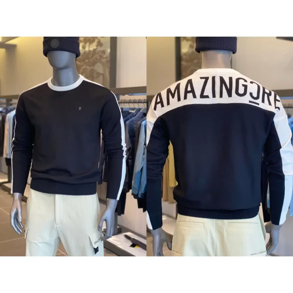 

23 New Men's Golf Apparel Outdoor Sports Knitted Sweater Autumn and Winter Warm Fashion Pullover Casual Sportswear