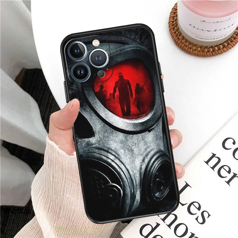 Мягкие чехлы для телефонов iPhone 14 15Pro 13 Pro Max 12 11 Mini 7 8 15 6 6S Plus SE XS XR X Game Metro 2033 черный