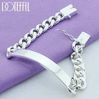 doteffil 925 sterling silver 10mm smooth sideways bracelet for men woman charm wedding engagement party fashion jewelry