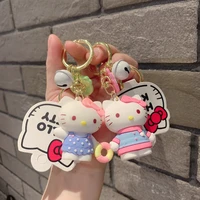sanrio keychain toys dress up hello kitty anime figures kawaii dolls keychains kids schoolbag pendant girls birthday xmas gifts
