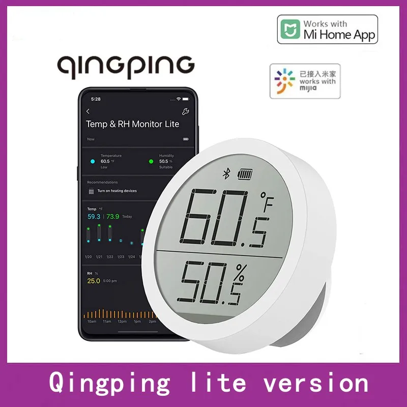 

Qingping Bluetooth Thermometer Wireless Smart Electric Digital Temperature&Humidity LCD Screen Lite Edition Work with Mijia APP