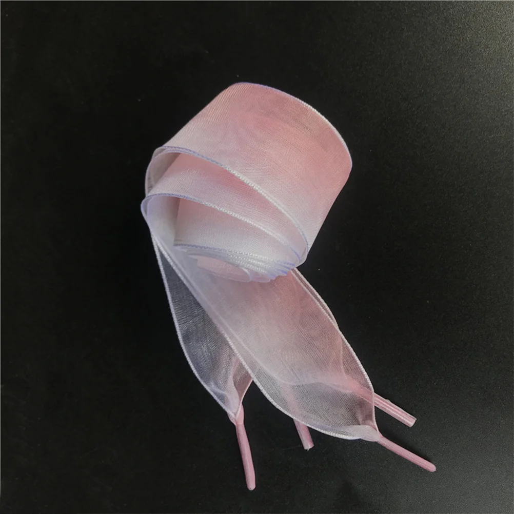 5Pairs Satin Shoe Ribbon Shoe Strings Transparent Wide Flat Shoe Rope Colorful for Sneakers