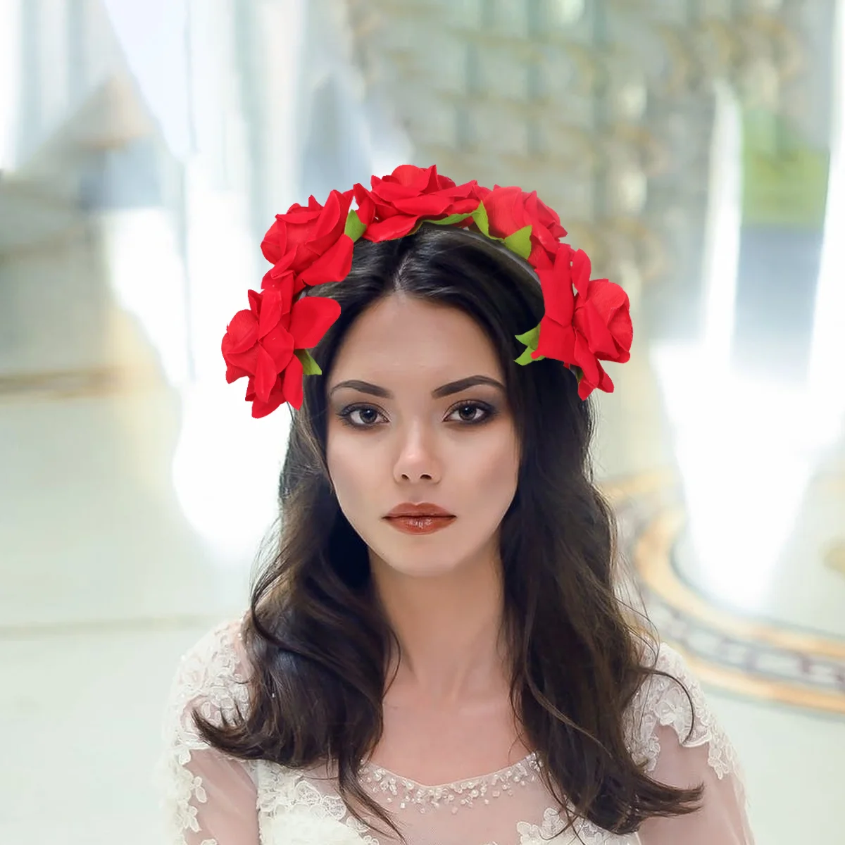 Цветочная гирлянда с розой повязка на голову креативный обруч для волос богемный