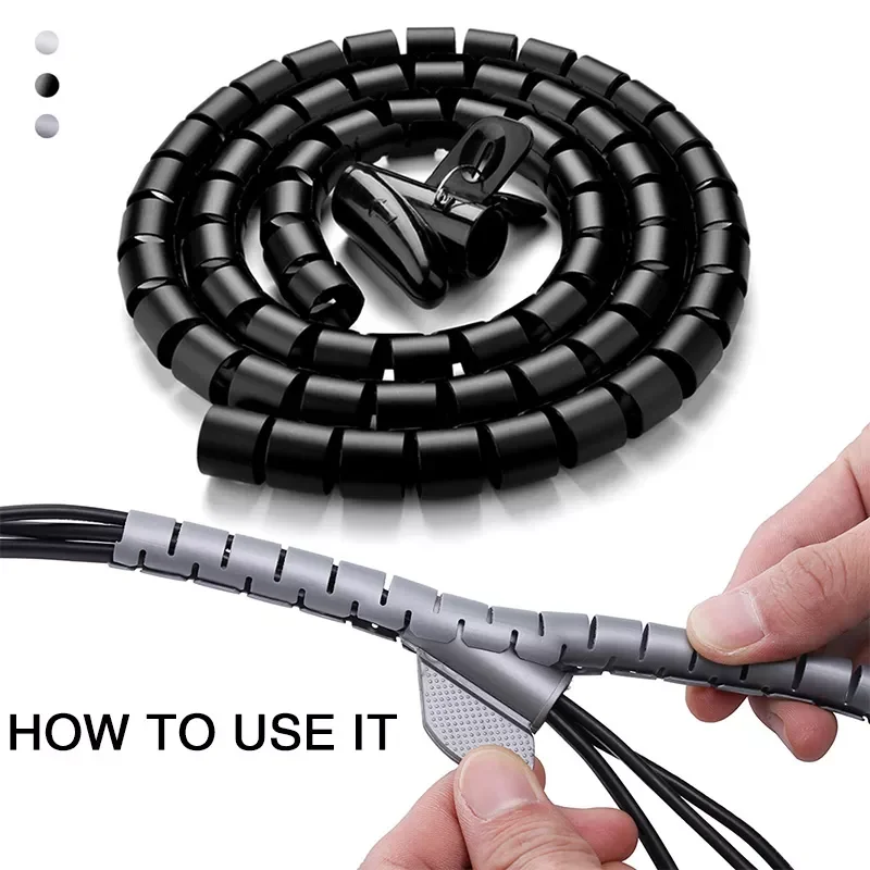 

16/10 mm soft Flexible Spiral Cable Organizer Storage Pipe Cord Protector Management Cable Winder Desk Tidy Cable Accessories