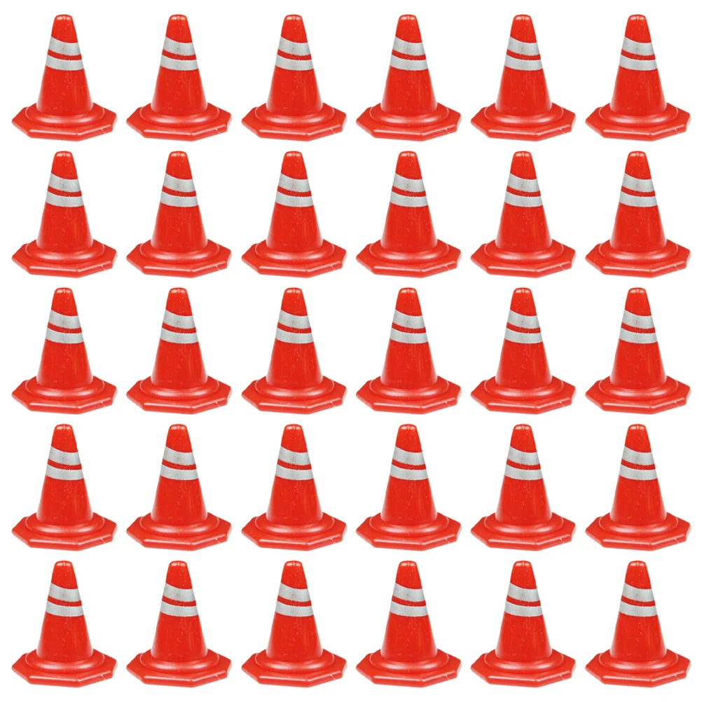 

50pcs Miniature Traffic Cones Traffic Signs Mini Traffic Signs Roadblocks Cone Pretend Play Toys