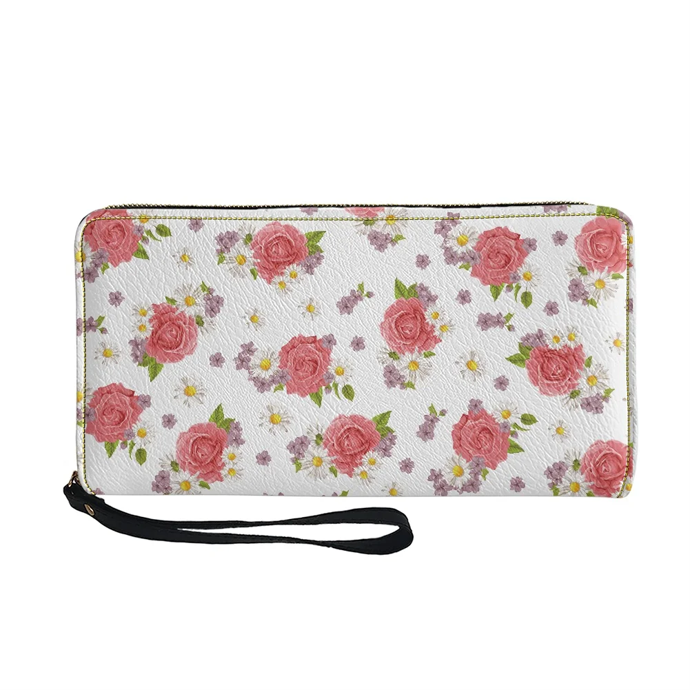 

Nopersonality Small Purse Rose Print Casual Big Capacity Banknotes Wallet Long Phone Bags Money Clutch Bag DIY Gift for Mother
