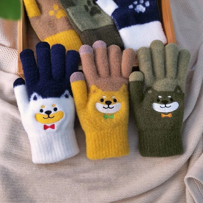 

Fashion Chai Inu dog Gloves Mobile Phone Touchscreen Knitted Gloves Winter Outdoor Warm Gloves