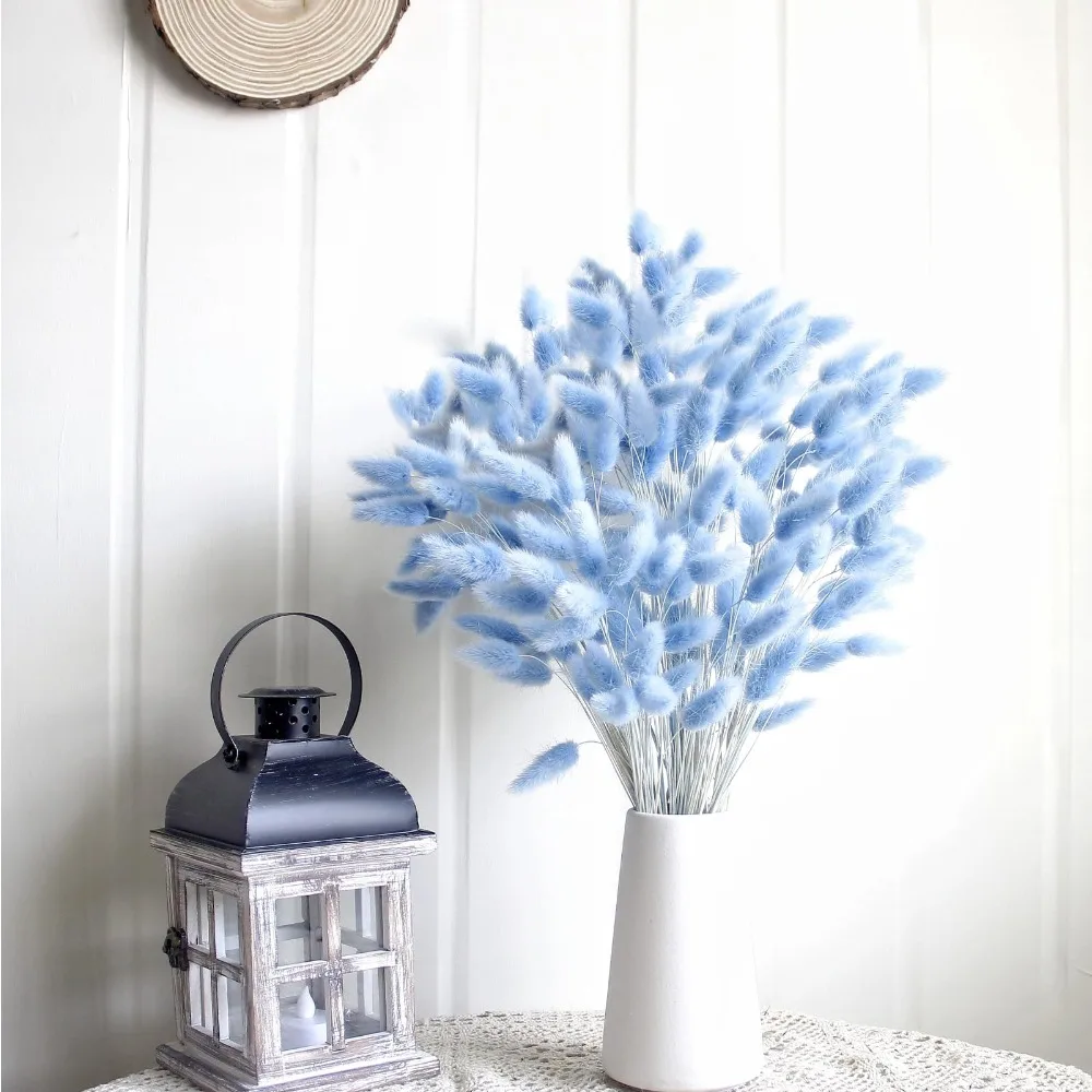 

Blue Bunny Tails Dried Flowers Wedding Blue Dried Pampas Grass Decor Boho Bouquets Home Table Decoration Accessories