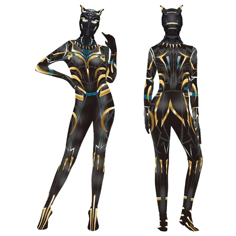 

Superhero Black Panther Cosplay Costume Movie Wakanda Forever Bodysuit Uniform Mask Halloween Party Women Men