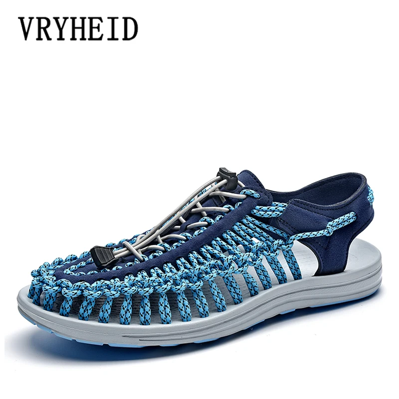

VRYHEID Brand Original Men's Sandals Summer Designer Handmade Weaving Casual Sport Beach Shoes Light Flat Outdoor Hiking Shoe