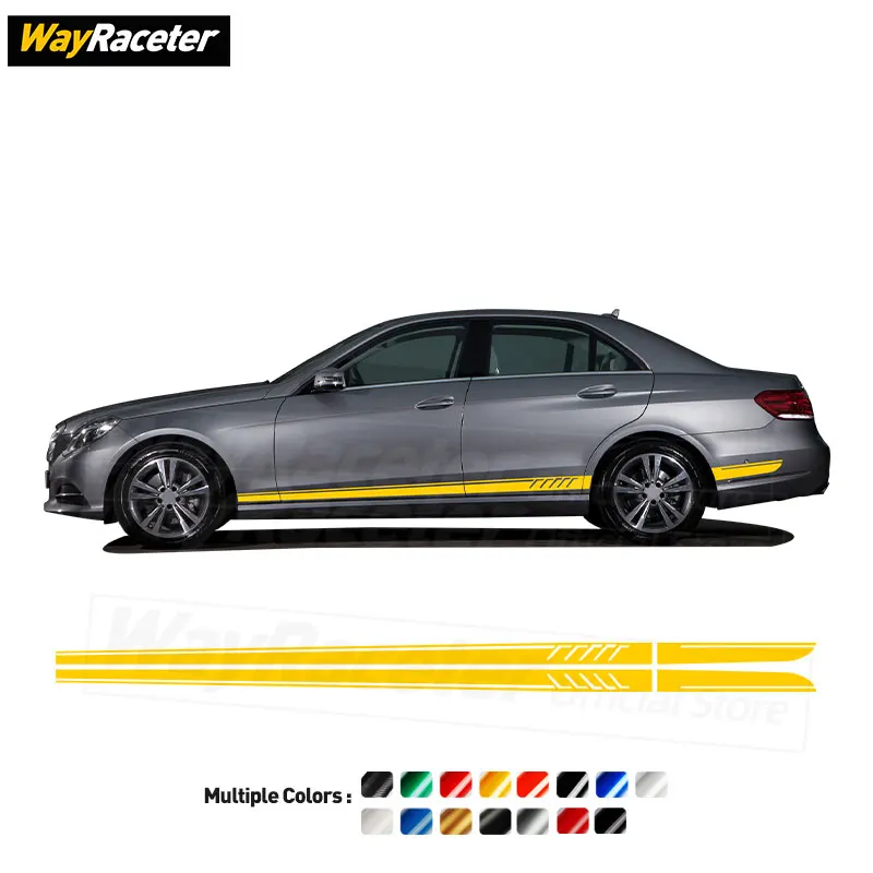 Виниловая наклейка из углеродного волокна с боковыми полосками на двери AMG Line для