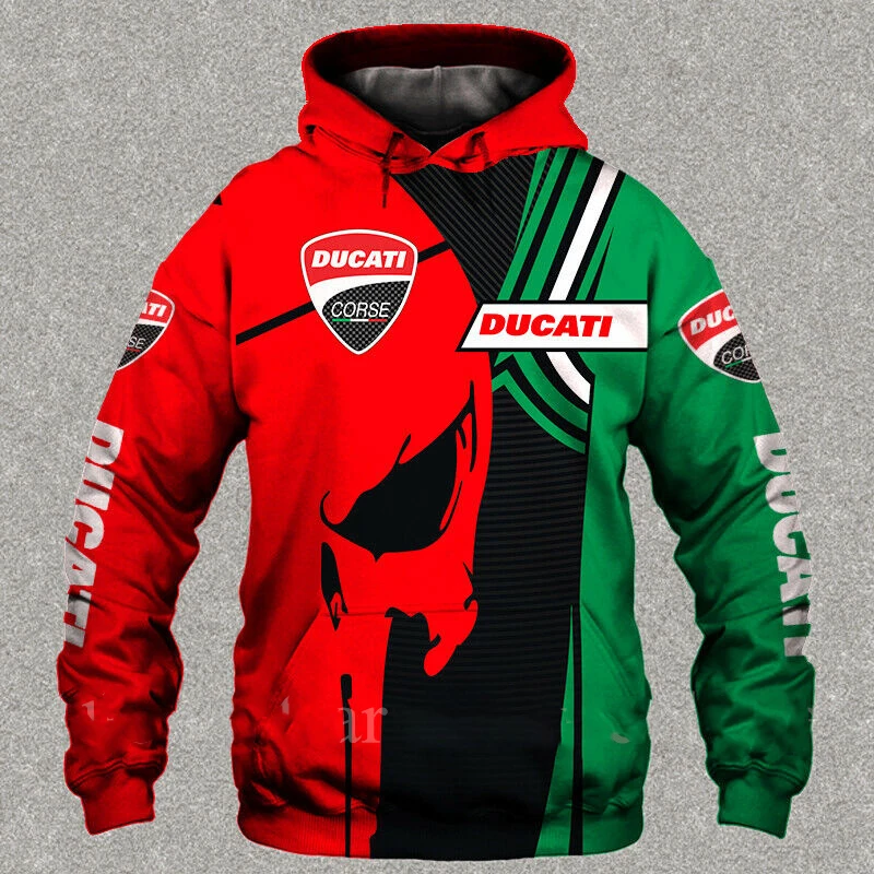 

2022 novos homens 3d impressão digital ducati logotipo da motocicleta hoodie moda harajuku moletom marca masculina de alta quali