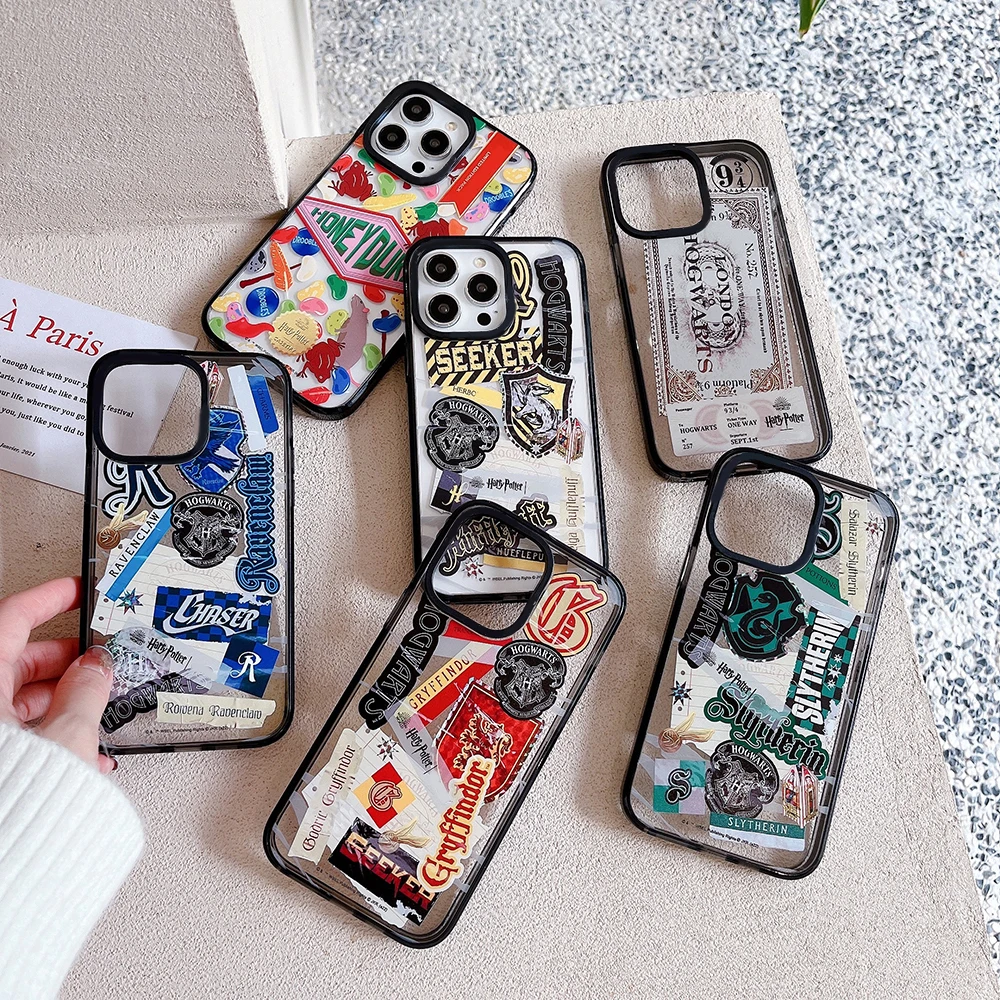 School of Magic Fashion Harries Potters Clear Phone Case For iPhone 14 13 12 11 Pro Max Couple Anti-drop Soft Back Cover Gift