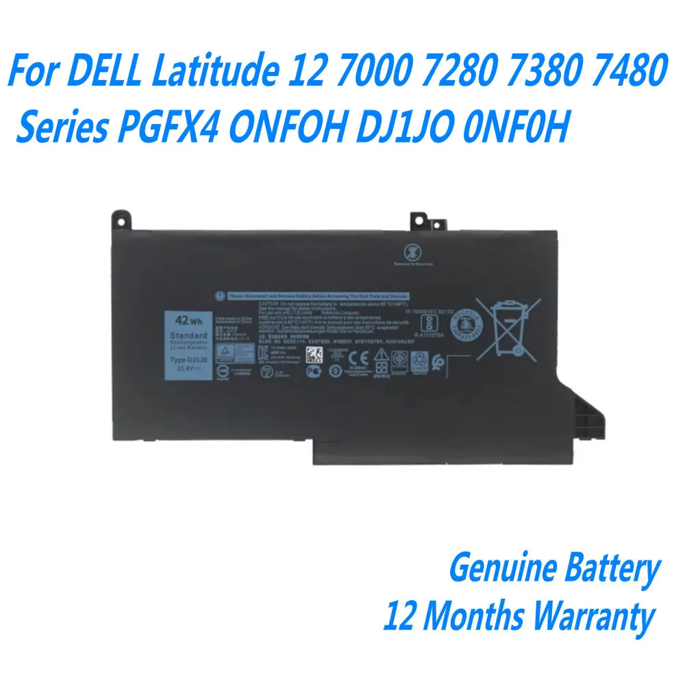 Новый аккумулятор для ноутбука DJ1J0 DELL Latitude 12 7000 7280 7380 7480 серии PGFX4 ONFOH DJ1JO 0NF0H 11 4 В 42