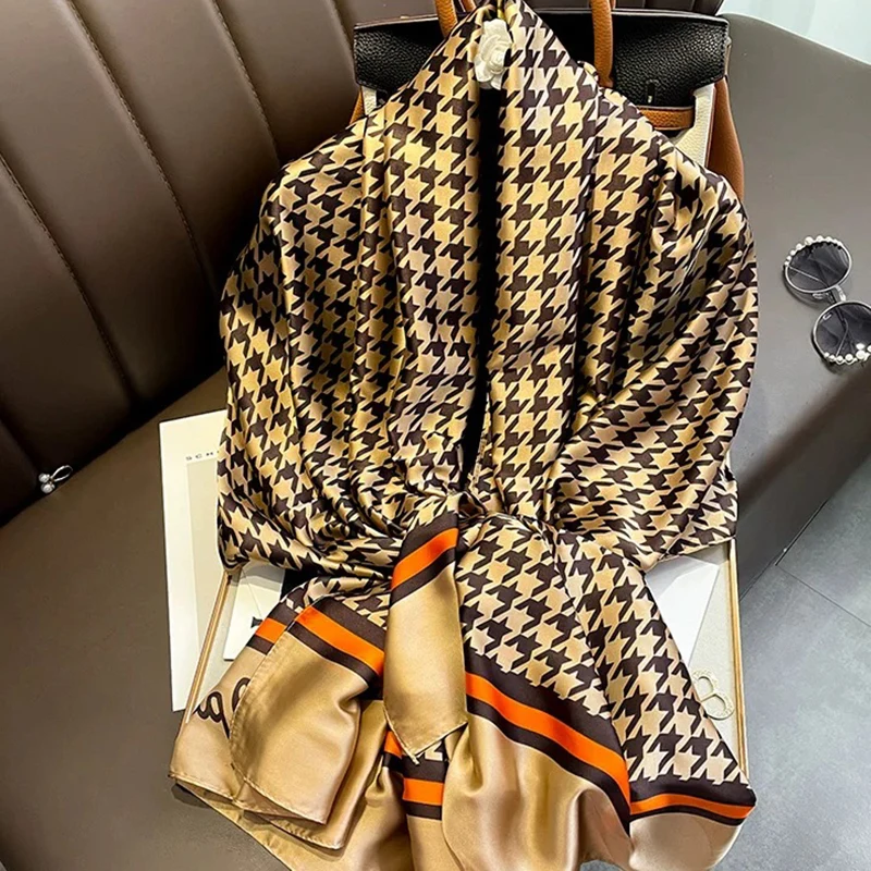 

New Silk Shawls Women Luxury Brand Design Foulard Female Scarf Stoles Hijab Women's Headscarf Bag Scarves Echarpe Wraps