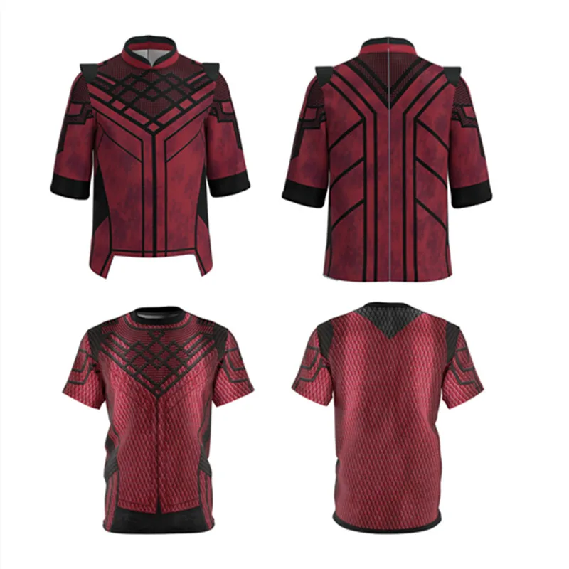 

Adult Kids Shang-Chi Ten Rings Cosplay Costume T-shirt Short Sleeve Shirt Coat Halloween Carnival Suit