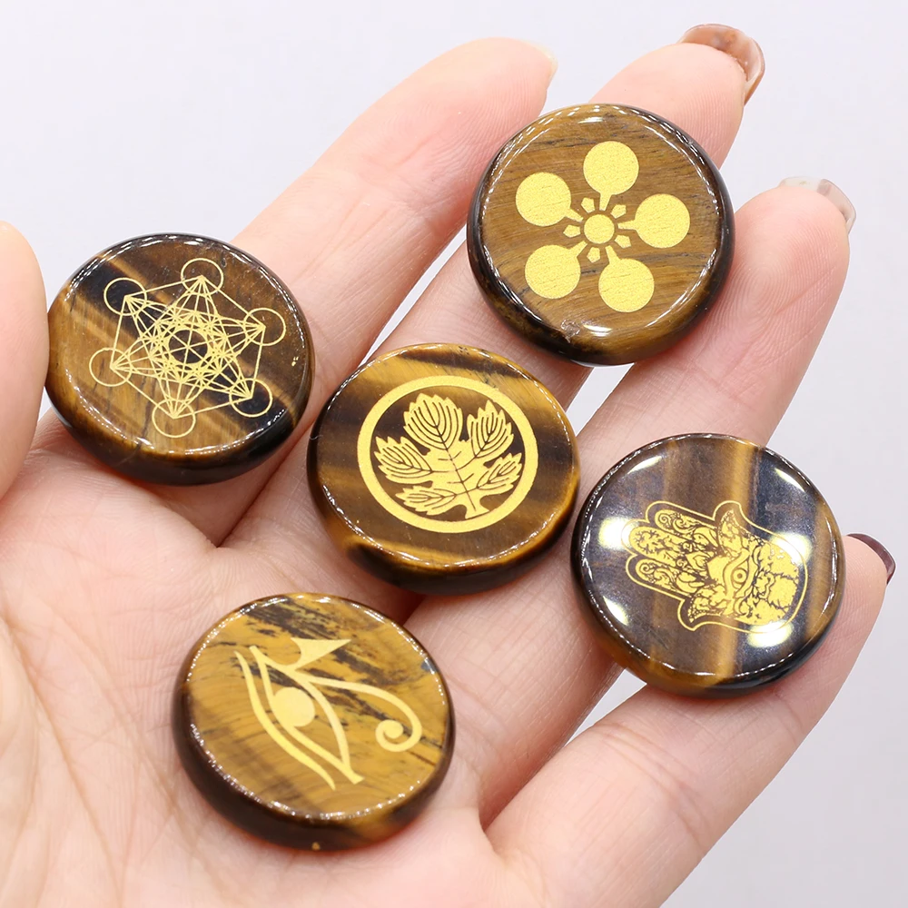 

Natural Tiger Eye Stone Crystal Rune Chakra Round Divination Fortune-telling Healing Meditation Polished Gem Gift Collection 1PC