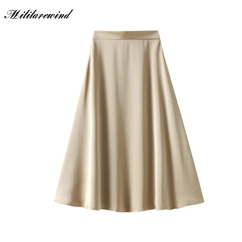 

Женская Однотонная юбка А-силуэта, элегантная офисная свободная трапециевидная юбка на молнии с высокой талией, весна-лето 2023