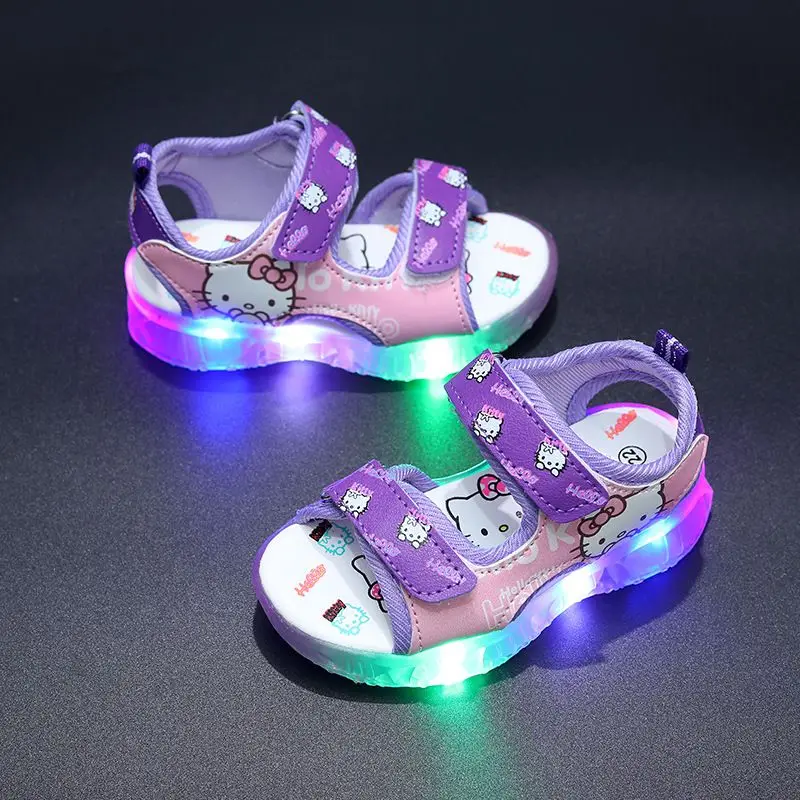 Лето 2022 новые корейские фиолетовые розовые сандалии hello Kitty Cat детская пляжная