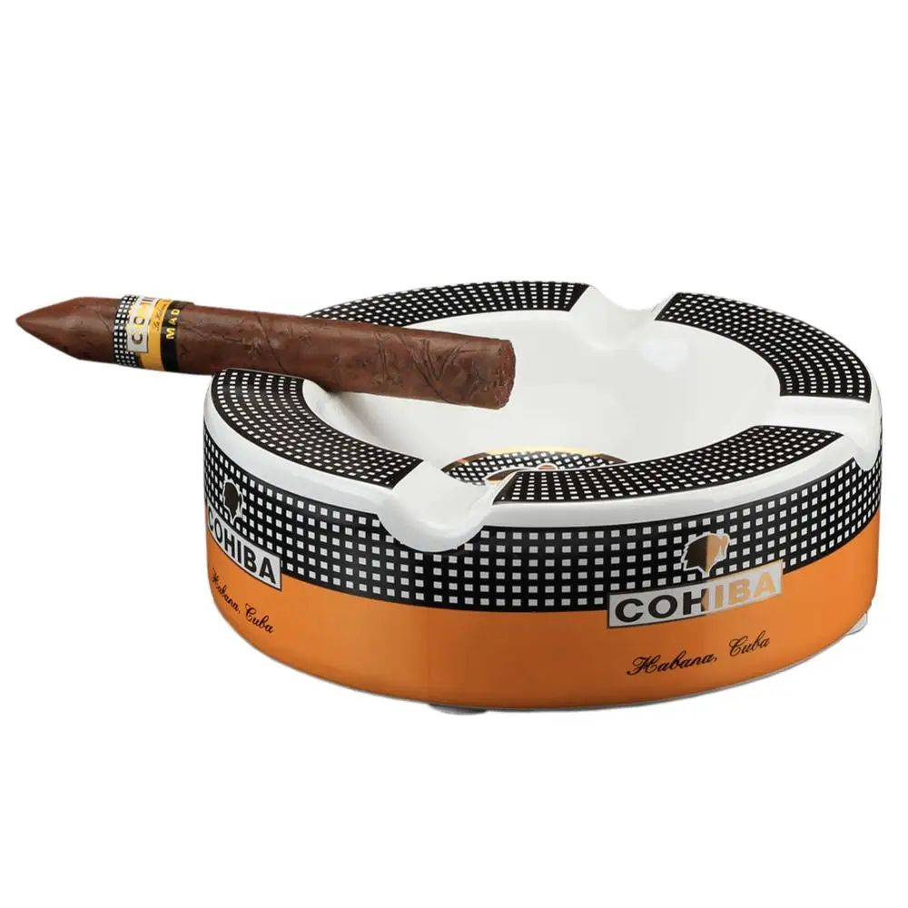 

Round Ceramic Cigar Ashtray Home Table Portable Smoking Ash Tray Cigar Gadget Cigarette Ashtrays For Cigars
