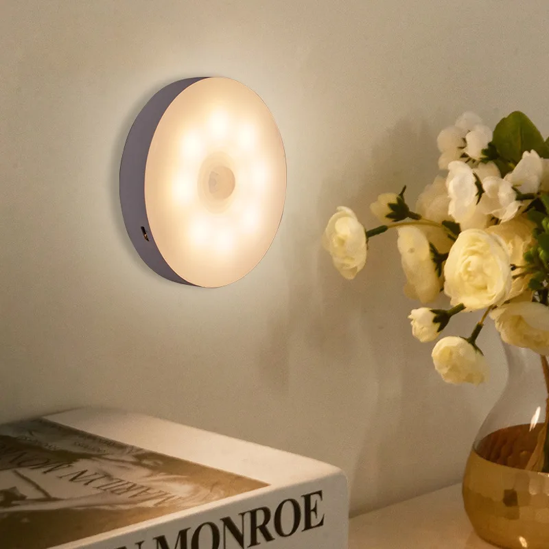 

USB Rechargeable LED Night Light Motion Sensor Cute Night Lamp For Home Room Kids Baby Bedroom Bedside Smart Lamps Gift Lights