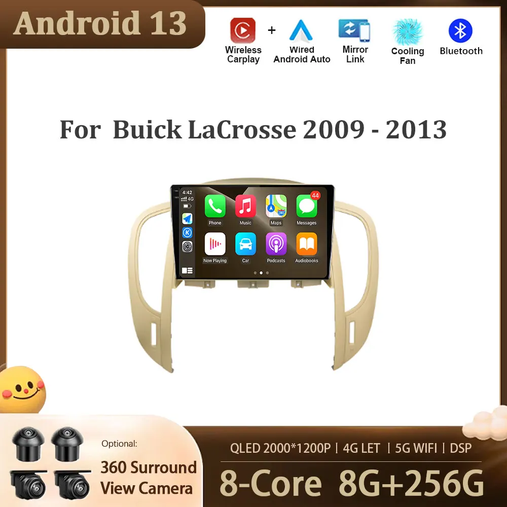 

Android 13 For Buick LaCrosse 2009 - 2013 Auto Radio Car Multimedia Player GPS Navigation Screen WIFI Audio DSP Stereo Carplay