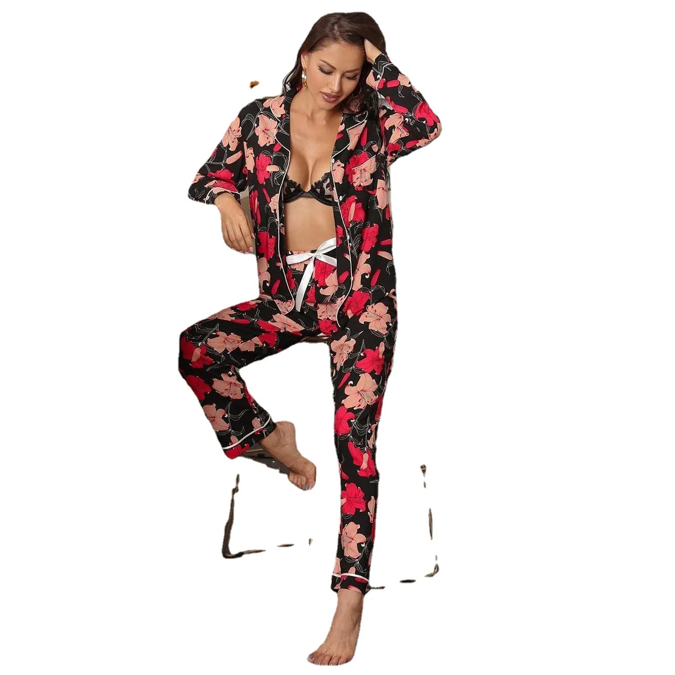 Women's Pajamas Sets Night Wears For Women Pijama Femme Pijama Sexy Sleepwear Winter Cotton Rayon Pajamas For Women